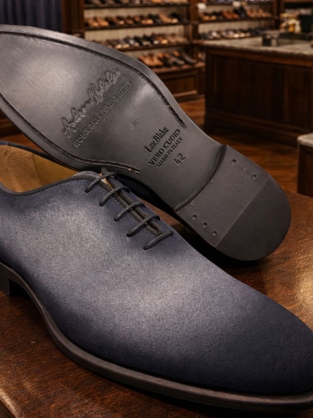 Men's grey suede Leather Oxford Dress Shoes